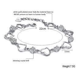 Bracciale Da Donna In Titanio Placcato Platino Con Diamanti, Modello "Queen Of Quality"