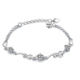 Bracciale Da Donna In Titanio Placcato In Platino Di Qualità Stabile Con Strass