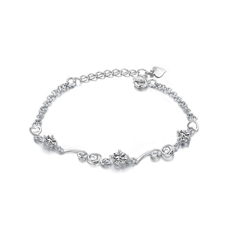 Bracciale Da Donna In Titanio Placcato In Platino Di Qualità Stabile Con Strass Bracciale Da Donna In Titanio Placcato In Platino Di Qualità Stabile Con Strass