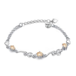 Bracciale Da Donna In Titanio Placcato In Platino Di Qualità Stabile Con Strass