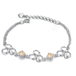 Bracciale Da Donna In Titanio Placcato Platino Con Diamanti, Qualità E Quantità Garantite