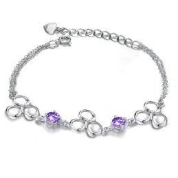 Bracciale Da Donna In Titanio Placcato Platino Con Diamanti, Qualità E Quantità Garantite