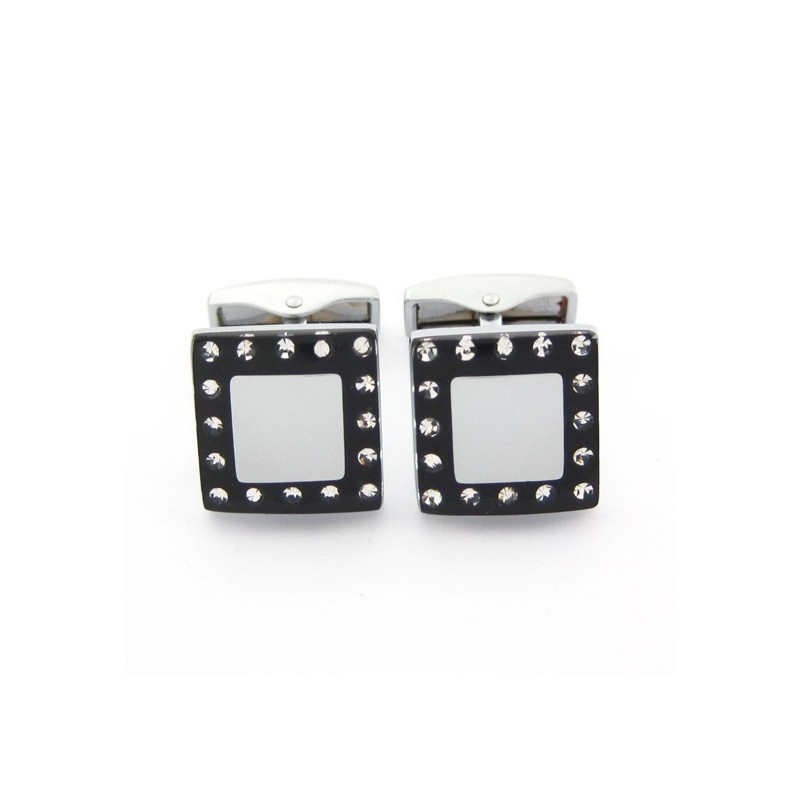 Gemelli In Titanio E Placcati Ip Nero Con Diamanti Gemelli In Titanio E Placcati Ip Nero Con Diamanti