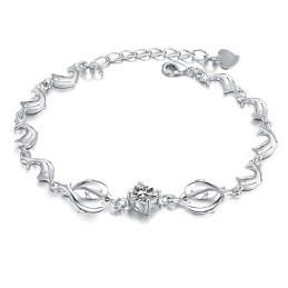 Bracciale In Titanio Placcato In Platino A Forma Di Delfino Da Donna, Durevole E Con Diamante
