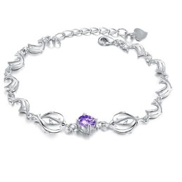 Bracciale In Titanio Placcato In Platino A Forma Di Delfino Da Donna, Durevole E Con Diamante