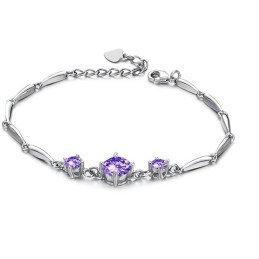 Bracciale Da Donna In Titanio Placcato In Platino Viola Di Qualità Stabile Con Diamante