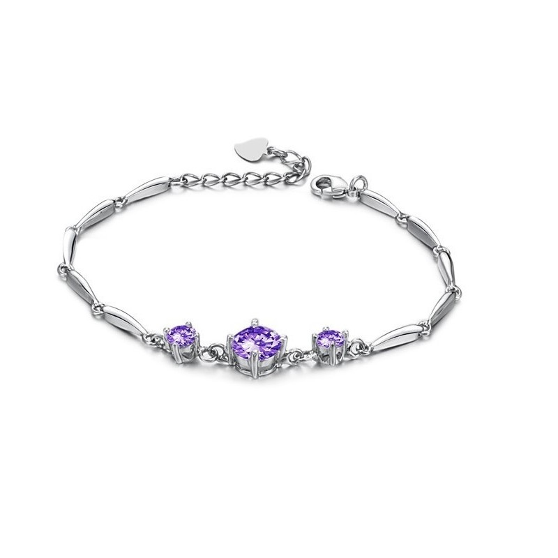 Bracciale Da Donna In Titanio Placcato In Platino Viola Di Qualità Stabile Con Diamante Bracciale Da Donna In Titanio Placcato In Platino Viola Di Qualità Stabile Con Diamante