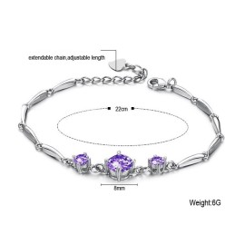 Bracciale Da Donna In Titanio Placcato In Platino Viola Di Qualità Stabile Con Diamante