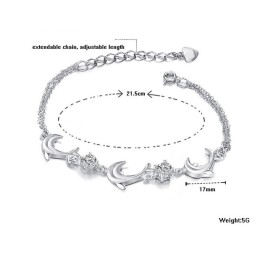 Bracciale Di Alta Qualità In Titanio Placcato In Platino A Forma Di Delfino Da Donna Con Diamante
