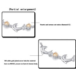 Bracciale Di Alta Qualità In Titanio Placcato In Platino A Forma Di Delfino Da Donna Con Diamante