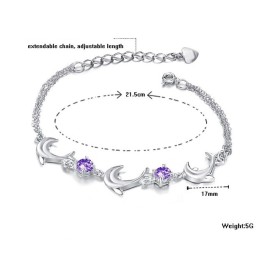 Bracciale Di Alta Qualità In Titanio Placcato In Platino A Forma Di Delfino Da Donna Con Diamante