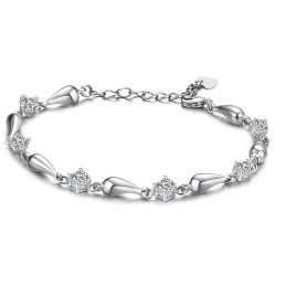 Bracciale Da Donna In Titanio Placcato Platino Con Diamanti, Qualità E Quantità Garantite