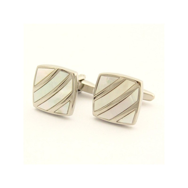 Gemelli Elegance Shell A Righe Diagonali In Titanio Avorio Gemelli Elegance Shell A Righe Diagonali In Titanio Avorio