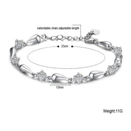 Bracciale Da Donna In Titanio Placcato Platino Con Diamanti, Qualità E Quantità Garantite