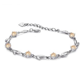 Completo Nelle Specifiche Bracciale Da Donna In Titanio Placcato Platino Con Diamante