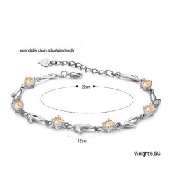 Completo Nelle Specifiche Bracciale Da Donna In Titanio Placcato Platino Con Diamante