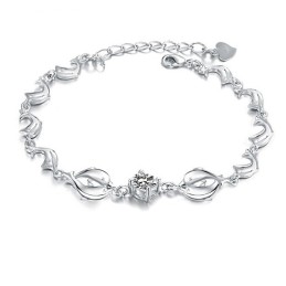 Bracciale In Titanio Placcato In Platino A Forma Di Delfino Da Donna, Di Qualità Affidabile, Con Diamante