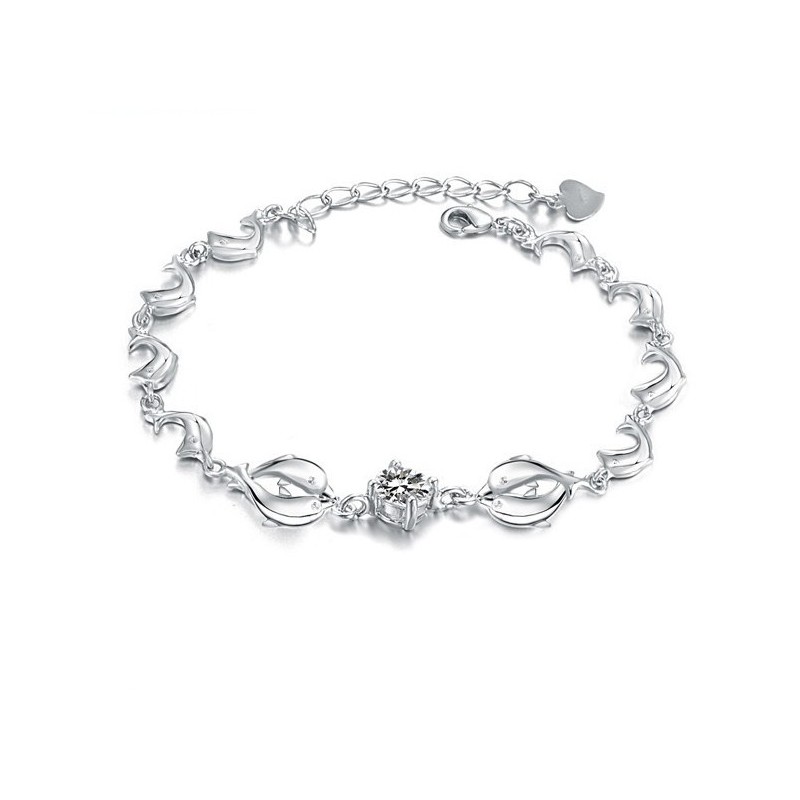 Bracciale In Titanio Placcato In Platino A Forma Di Delfino Da Donna, Di Qualità Affidabile, Con Diamante Bracciale In Titanio Placcato In Platino A Forma Di Delfino Da Donna, Di Qualità Affidabile, Con Diamante