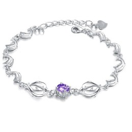 Bracciale In Titanio Placcato In Platino A Forma Di Delfino Da Donna, Di Qualità Affidabile, Con Diamante