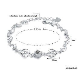 Bracciale In Titanio Placcato In Platino A Forma Di Delfino Da Donna, Di Qualità Affidabile, Con Diamante