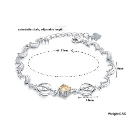Bracciale In Titanio Placcato In Platino A Forma Di Delfino Da Donna, Di Qualità Affidabile, Con Diamante