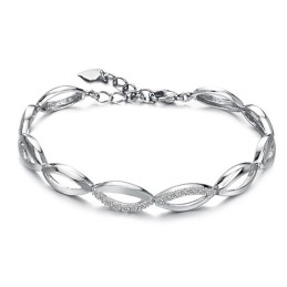 Bracciale Da Donna In Titanio Placcato Platino Con Diamante, Modello Queen Of Quality