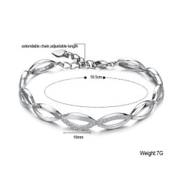 Bracciale Da Donna In Titanio Placcato Platino Con Diamante, Modello Queen Of Quality