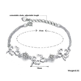 Bracciale In Titanio Placcato In Platino A Forma Di Trifoglio Da Donna Di Alta Qualità Con Diamante