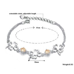 Bracciale In Titanio Placcato In Platino A Forma Di Trifoglio Da Donna Di Alta Qualità Con Diamante