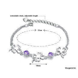 Bracciale In Titanio Placcato In Platino A Forma Di Trifoglio Da Donna Di Alta Qualità Con Diamante