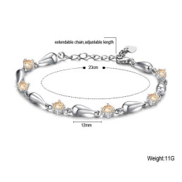 Bracciale Da Donna Di Eccellente Qualità Con Placcatura In Platino E Titanio A Goccia Con Diamante