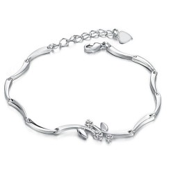 Bracciale Da Donna In Titanio Placcato Platino Con Diamanti, Qualità E Quantità Garantite