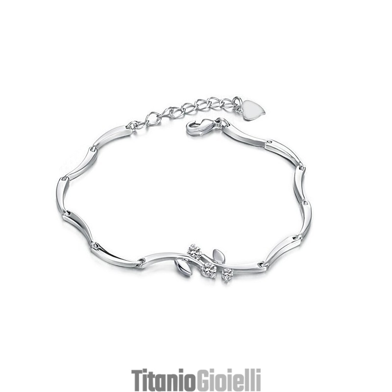 Bracciale Da Donna In Titanio Placcato Platino Con Diamanti, Qualità E Quantità Garantite