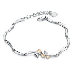 Bracciale Da Donna In Titanio Placcato Platino Con Diamanti, Qualità E Quantità Garantite