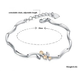 Bracciale Da Donna In Titanio Placcato Platino Con Diamanti, Qualità E Quantità Garantite