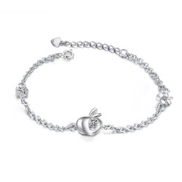 Completo Nelle Specifiche Bracciale Da Donna A Forma Di Mela In Titanio Placcato In Platino Con Diamante