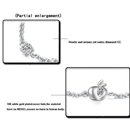 Completo Nelle Specifiche Bracciale Da Donna A Forma Di Mela In Titanio Placcato In Platino Con Diamante