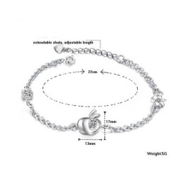 Completo Nelle Specifiche Bracciale Da Donna A Forma Di Mela In Titanio Placcato In Platino Con Diamante