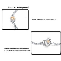 Completo Nelle Specifiche Bracciale Da Donna A Forma Di Mela In Titanio Placcato In Platino Con Diamante