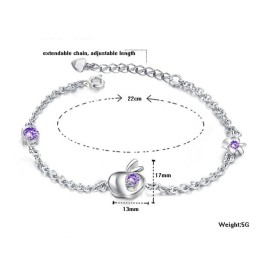 Completo Nelle Specifiche Bracciale Da Donna A Forma Di Mela In Titanio Placcato In Platino Con Diamante
