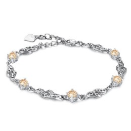 Bracciale Da Donna In Titanio Placcato In Platino Cavo Di Alta Qualità Con Diamante