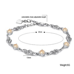 Bracciale Da Donna In Titanio Placcato In Platino Cavo Di Alta Qualità Con Diamante