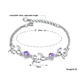 Bracciale In Titanio Placcato In Platino A Forma Di Trifoglio Femminile Di Eccellente Qualità