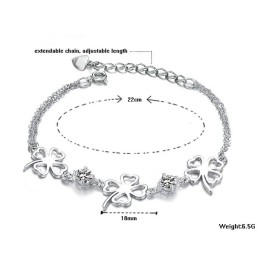 Bracciale In Titanio Placcato In Platino A Forma Di Trifoglio Femminile Di Eccellente Qualità