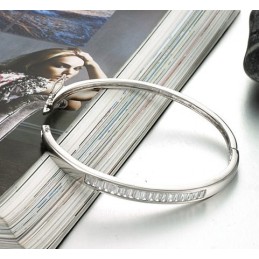 Bracciale Da Donna In Titanio Placcato In Platino, Anallergico, Di Qualità Affidabile, Con Diamante