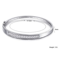 Bracciale Da Donna In Titanio Placcato In Platino, Anallergico, Di Qualità Affidabile, Con Diamante