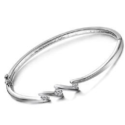 Bracciale Da Donna In Titanio Placcato In Platino, Anallergico, Con Strass, Di Qualità E Quantità Assicurata