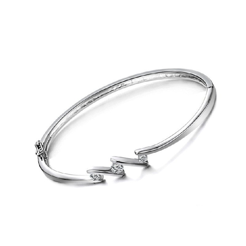 Bracciale Da Donna In Titanio Placcato In Platino, Anallergico, Con Strass, Di Qualità E Quantità Assicurata Bracciale Da Donna In Titanio Placcato In Platino, Anallergico, Con Strass, Di Qualità E Quantità Assicurata