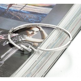 Bracciale Da Donna In Titanio Placcato In Platino, Anallergico, Con Strass, Di Qualità E Quantità Assicurata