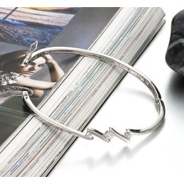 Bracciale Da Donna In Titanio Placcato In Platino, Anallergico, Con Strass, Di Qualità E Quantità Assicurata